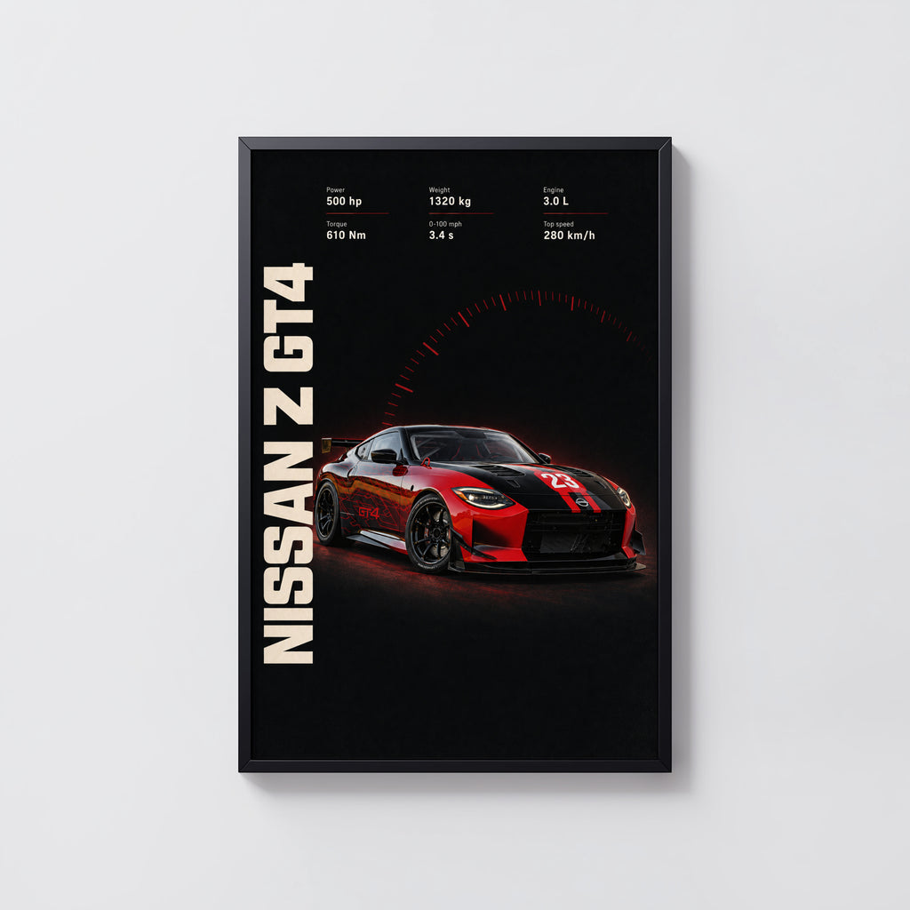 Vintage Nissan Z GT4 Print, Racing Car Wall Art
