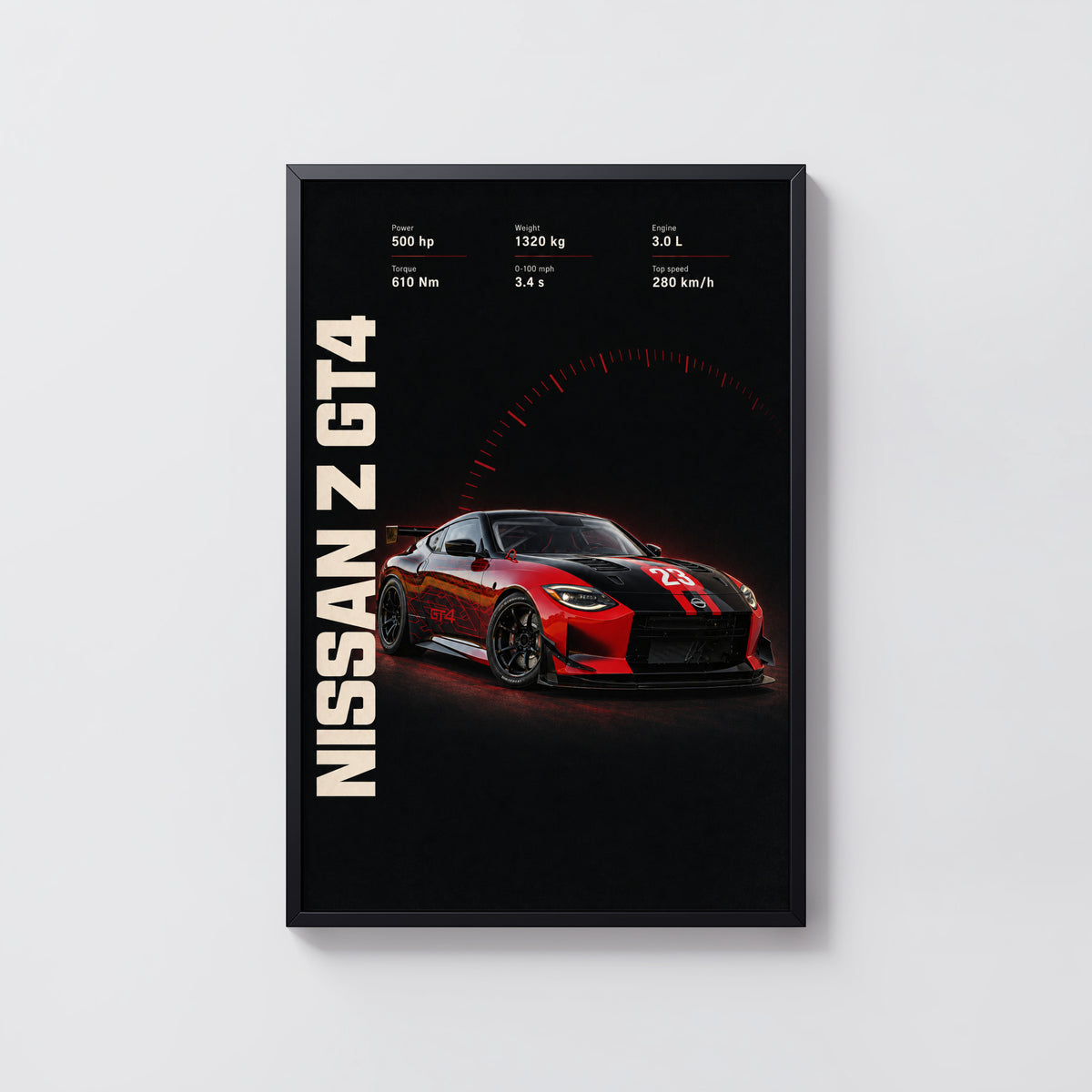 Vintage Nissan Z GT4 Print, Racing Car Wall Art