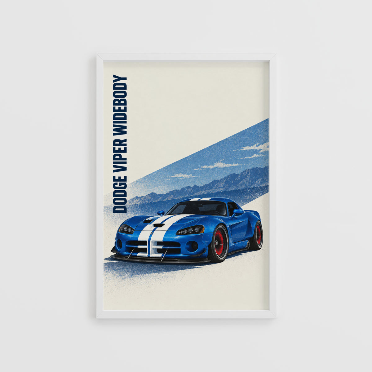 Vintage Dodge Viper Print, Blue Car Wall Art
