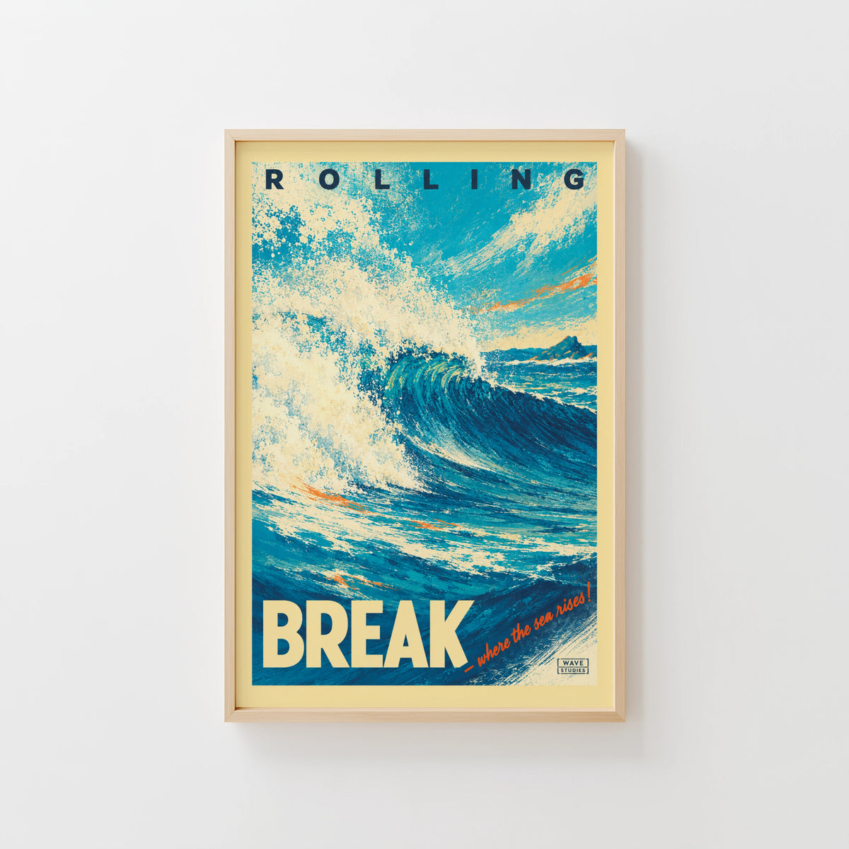 Vintage Surf Print and Poster, Ocean Wave Wall Art