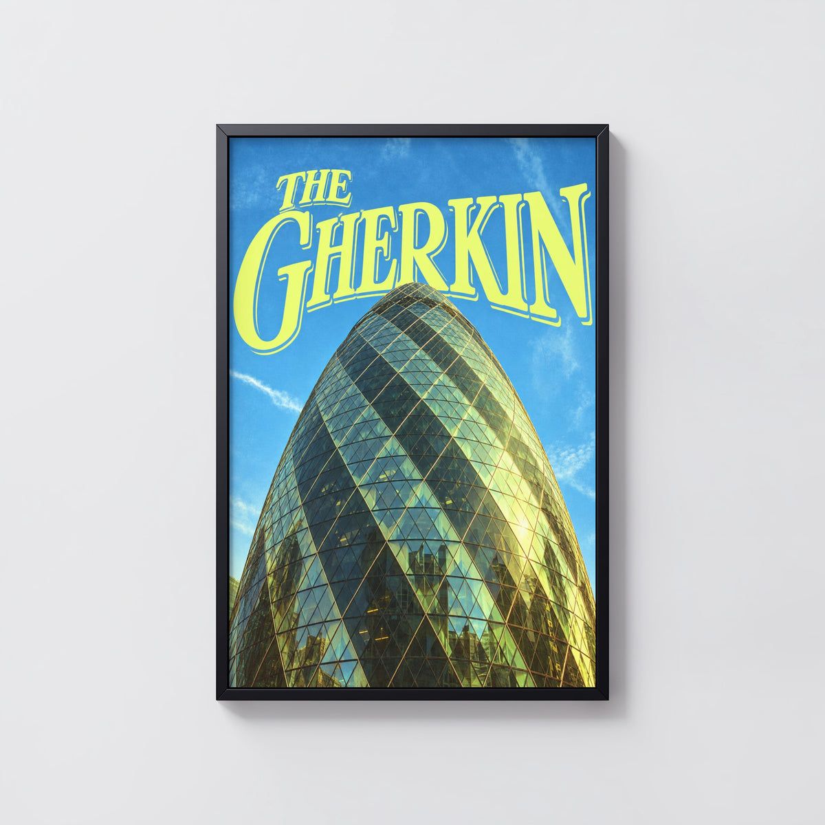 Vintage Gherkin London Poster, Skyscraper Wall Art, Print