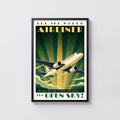 Vintage Airliner Poster, Art Deco Wall Art, Aviation Print