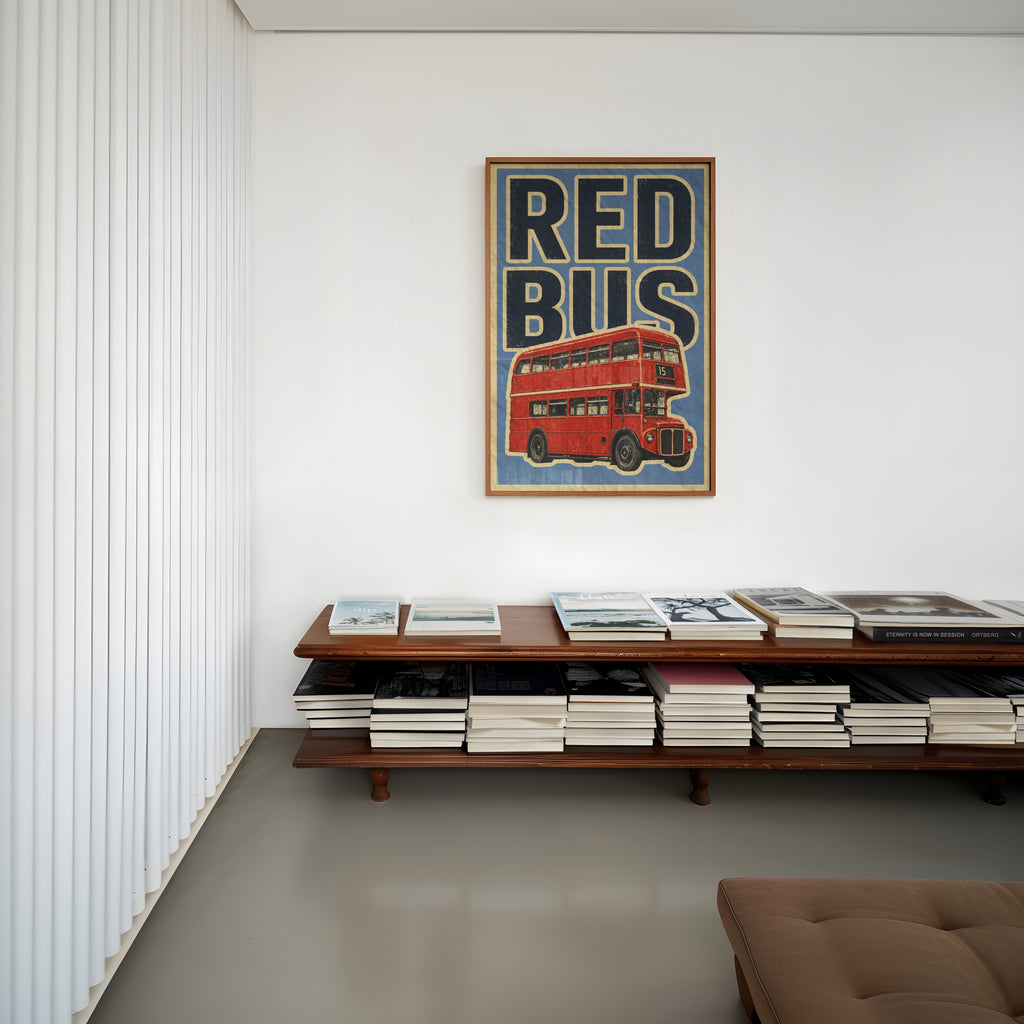 Vintage London Red Bus Poster, Double Decker Wall Art Print