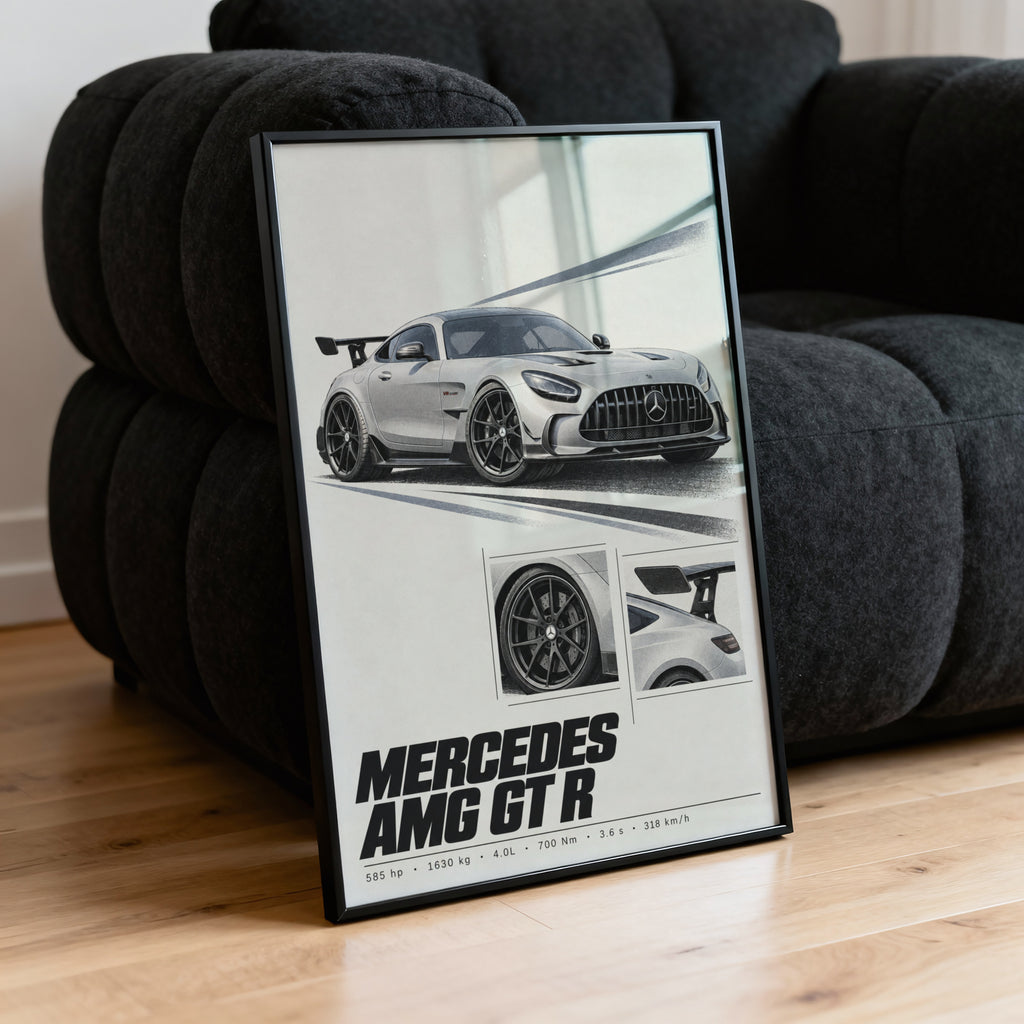 Vintage Mercedes AMG GT R Print, Car Wall Art