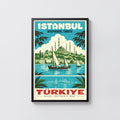 Vintage Istanbul Poster, Bosphorus Travel Print, Turkiye