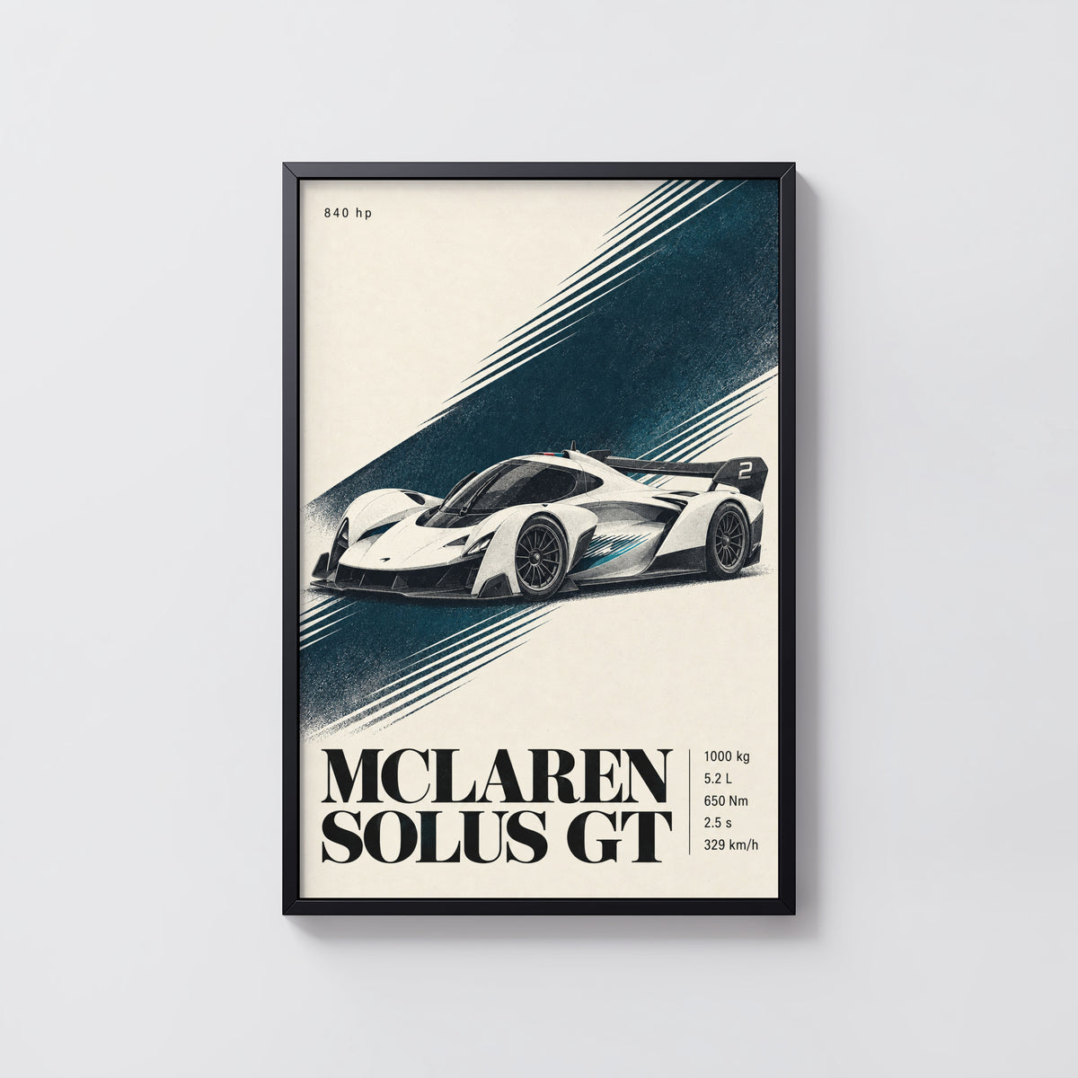 Vintage McLaren Solus GT Print, Supercar Wall Art