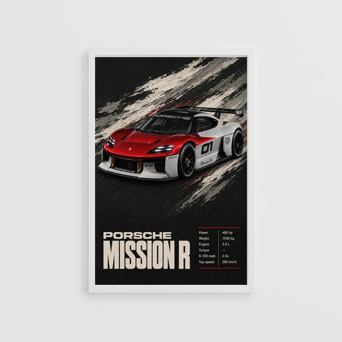 Vintage Porsche Mission R Print, Car Wall Art