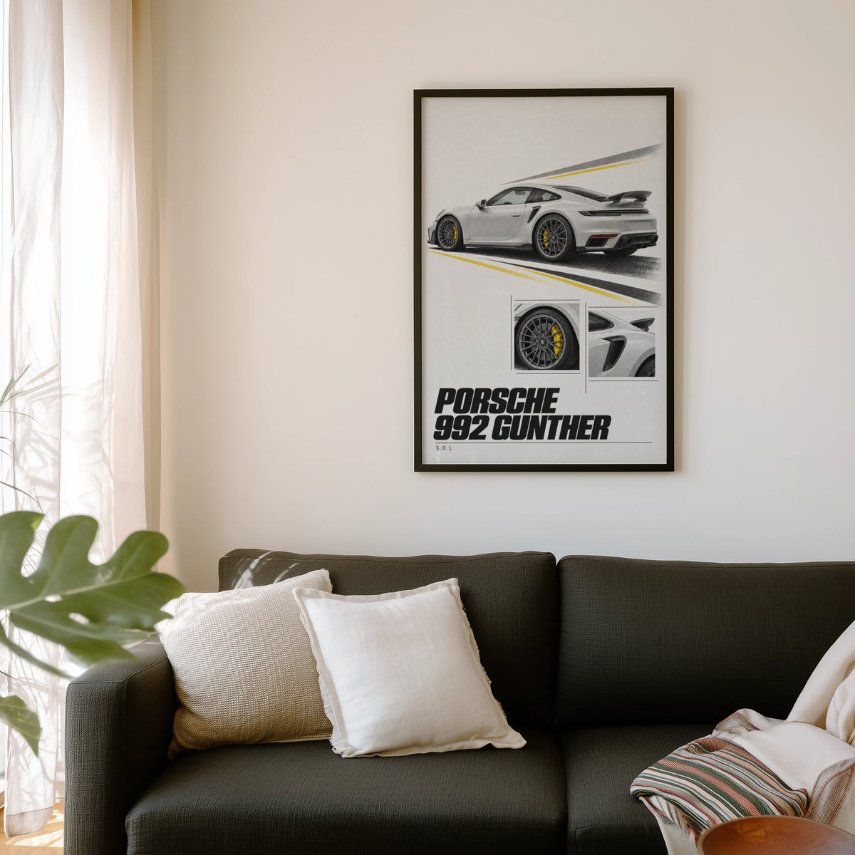 Vintage Porsche 992 Print, Car Wall Art