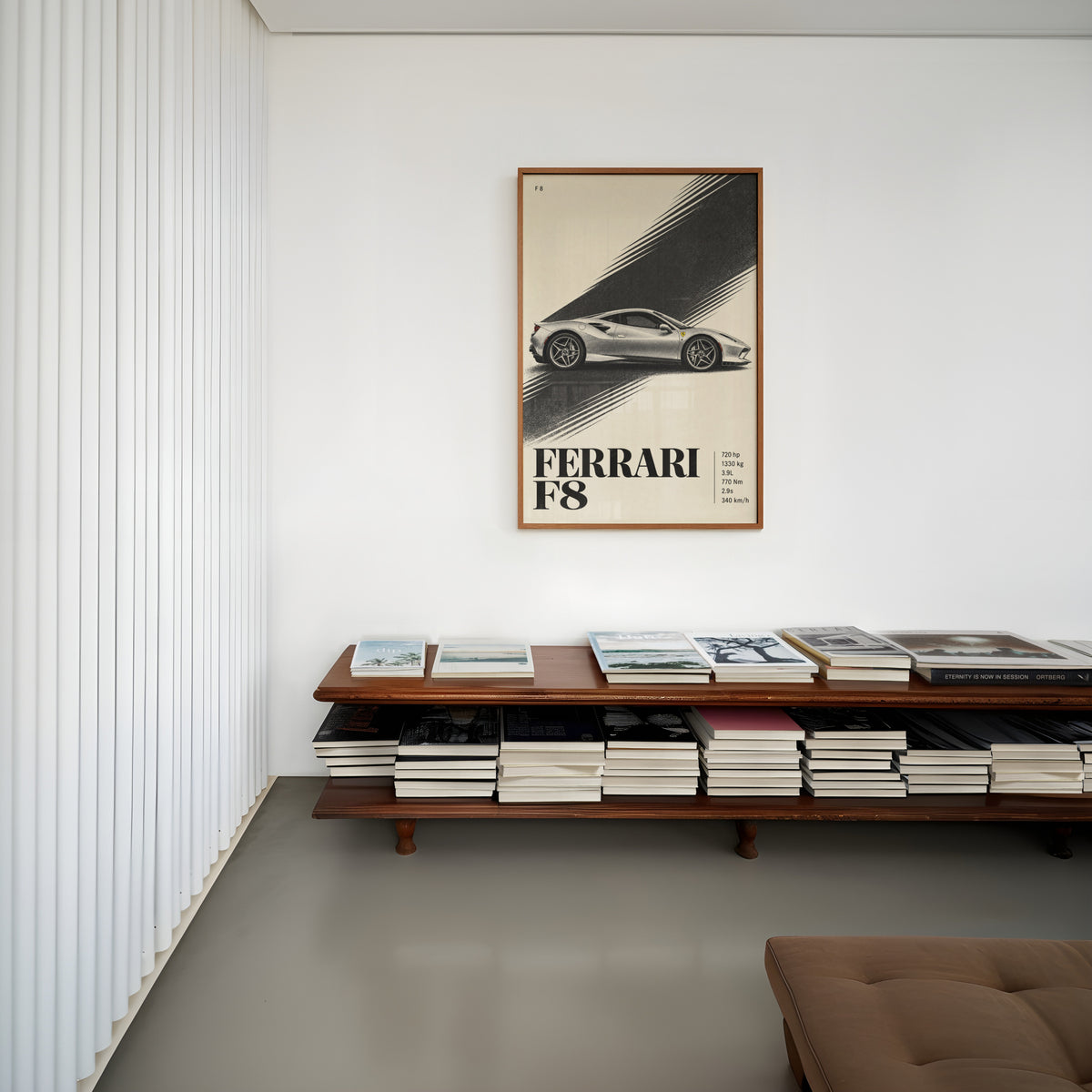 Vintage Ferrari F8 Print, Supercar Wall Art