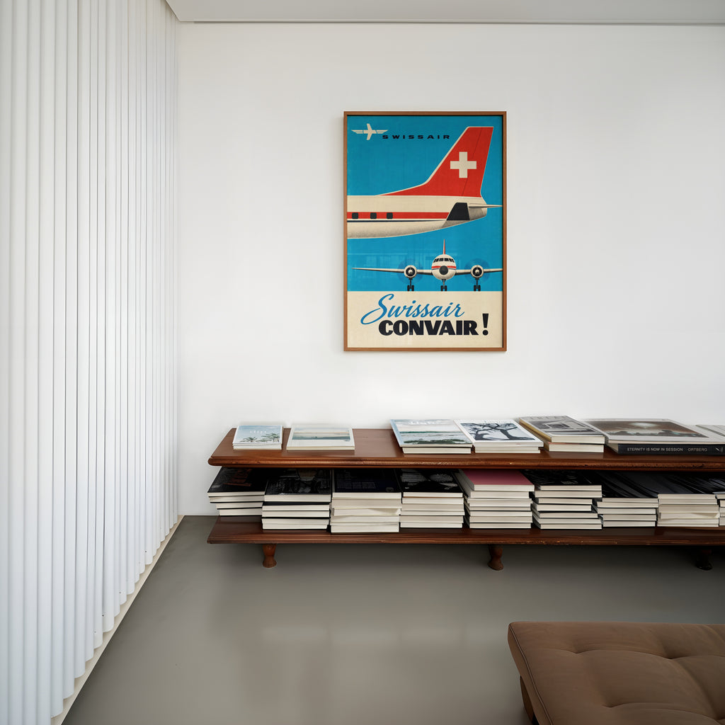 Vintage Swissair Convair Poster, Retro Airline Wall Art