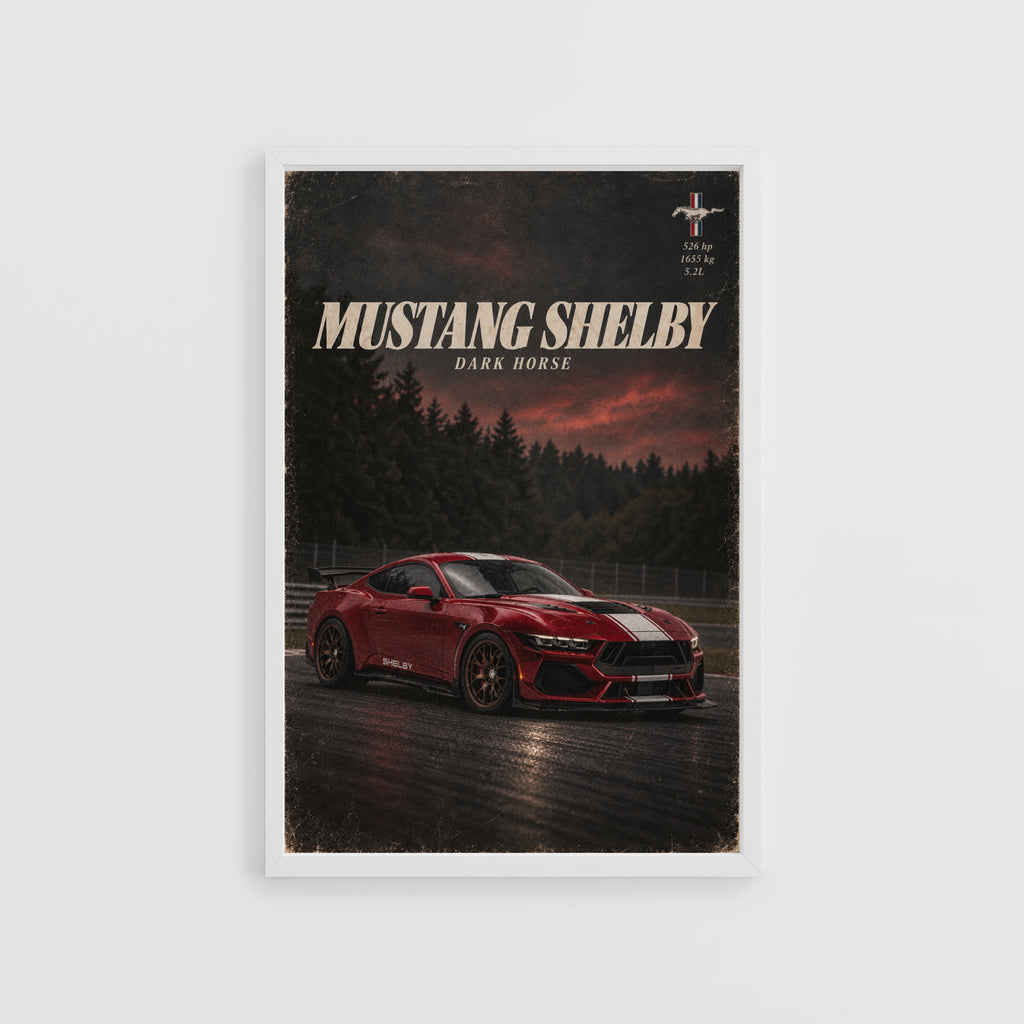 Vintage Mustang Shelby Dark Horse Print, Car Wall Art