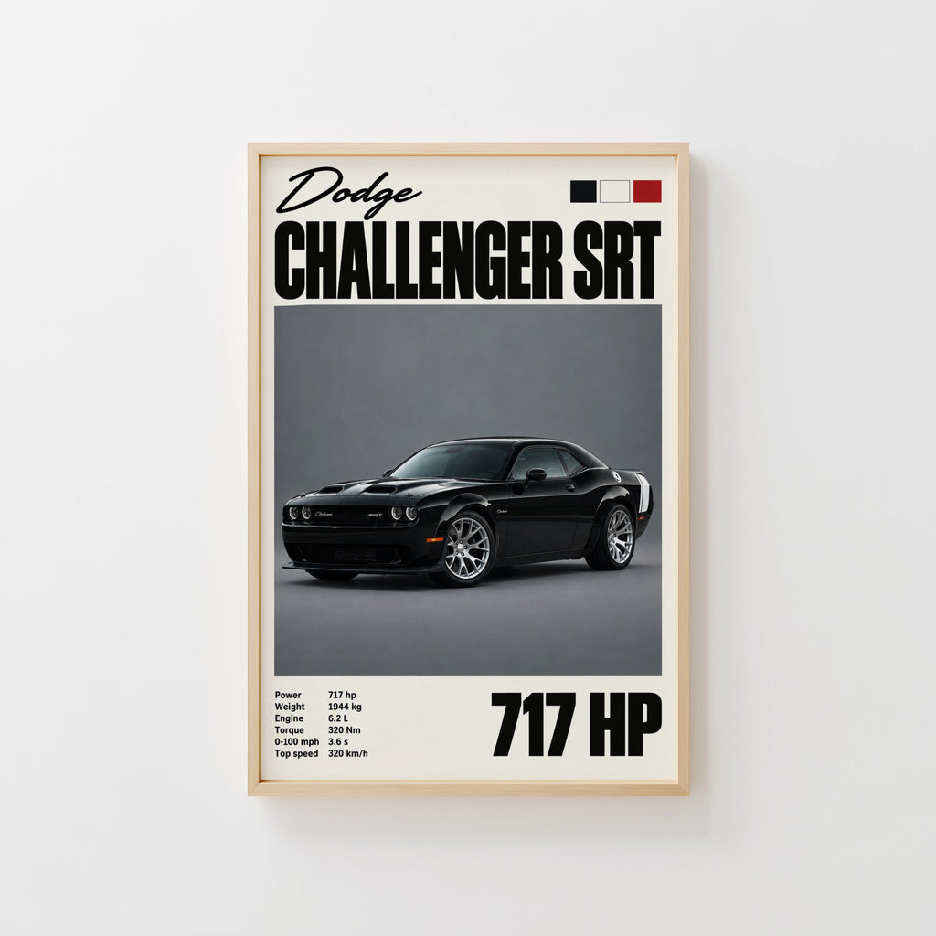 Vintage Dodge Challenger SRT Print, Muscle Car