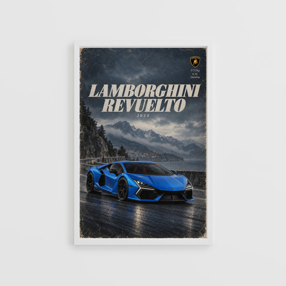 Vintage Lamborghini Revuelto Print, Supercar Art