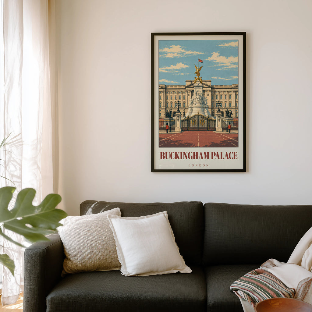 Vintage Buckingham Palace Poster, London Wall Art Print