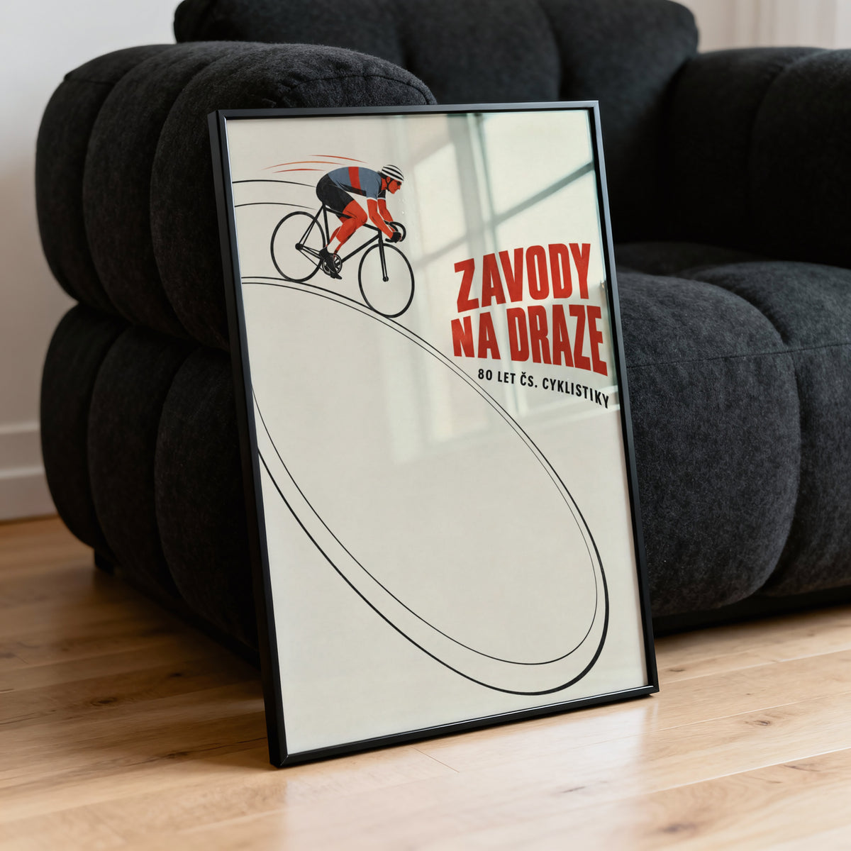 Vintage Track Cycling Poster, Czech Retro Wall Art Print