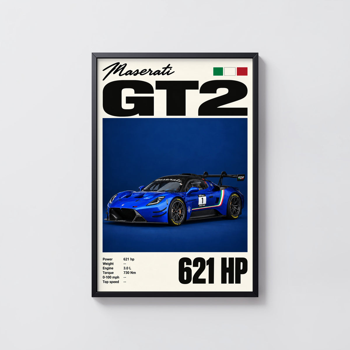 Vintage Maserati GT2 Print, Race Car Wall Art