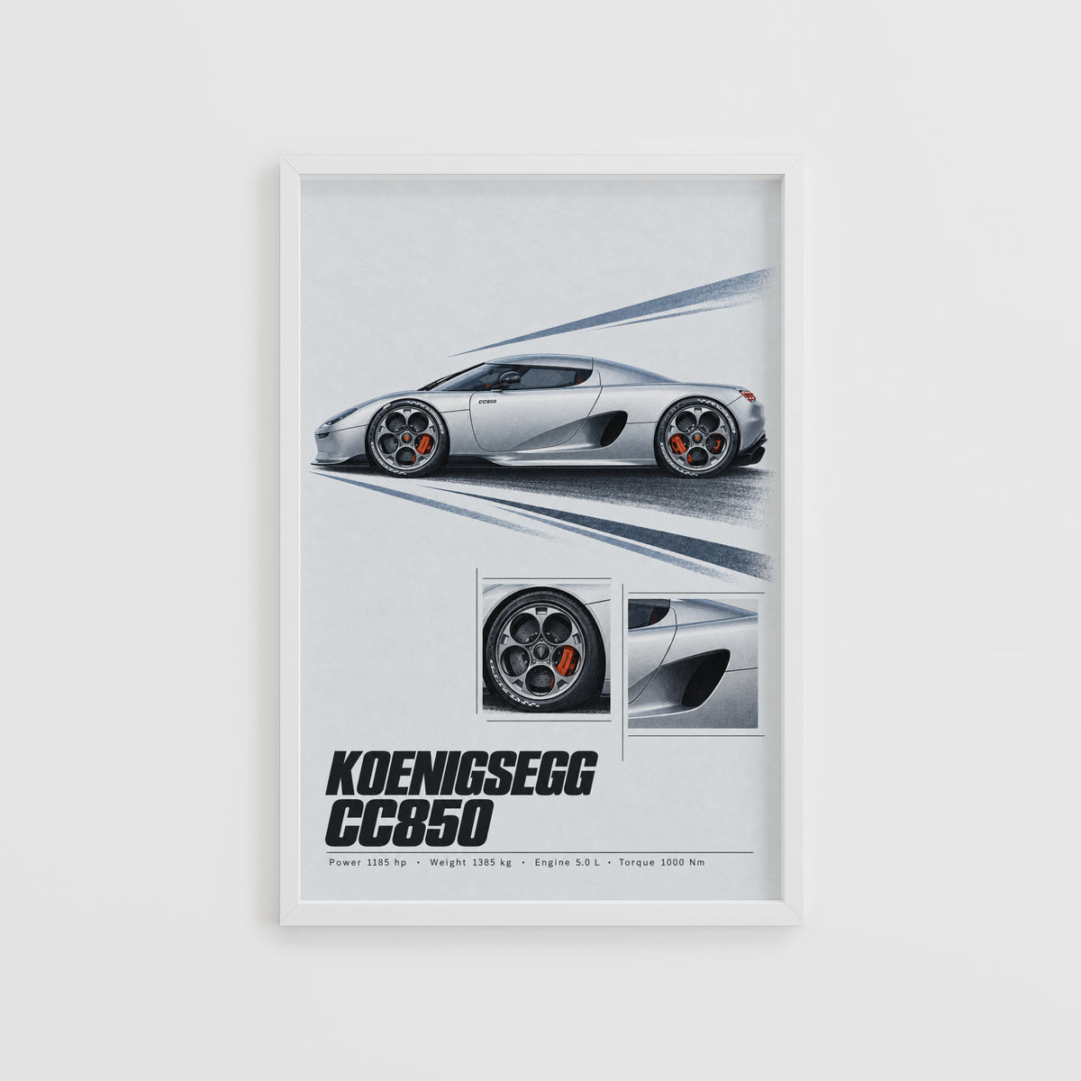 Vintage Koenigsegg CC850 Print, Supercar Wall Art