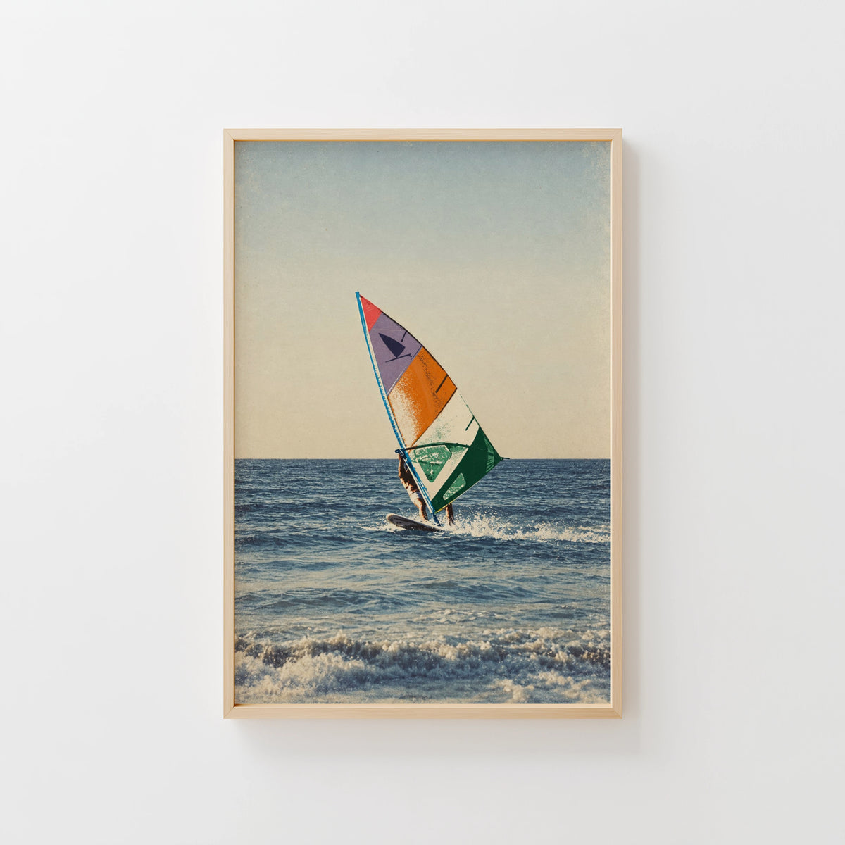 Vintage Windsurfing Print and Poster, Retro Surf Wall Art