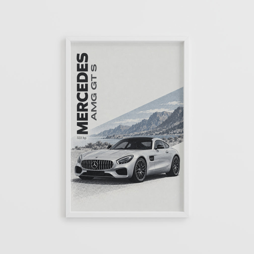 Vintage Mercedes AMG GT S Print, Car Wall Art