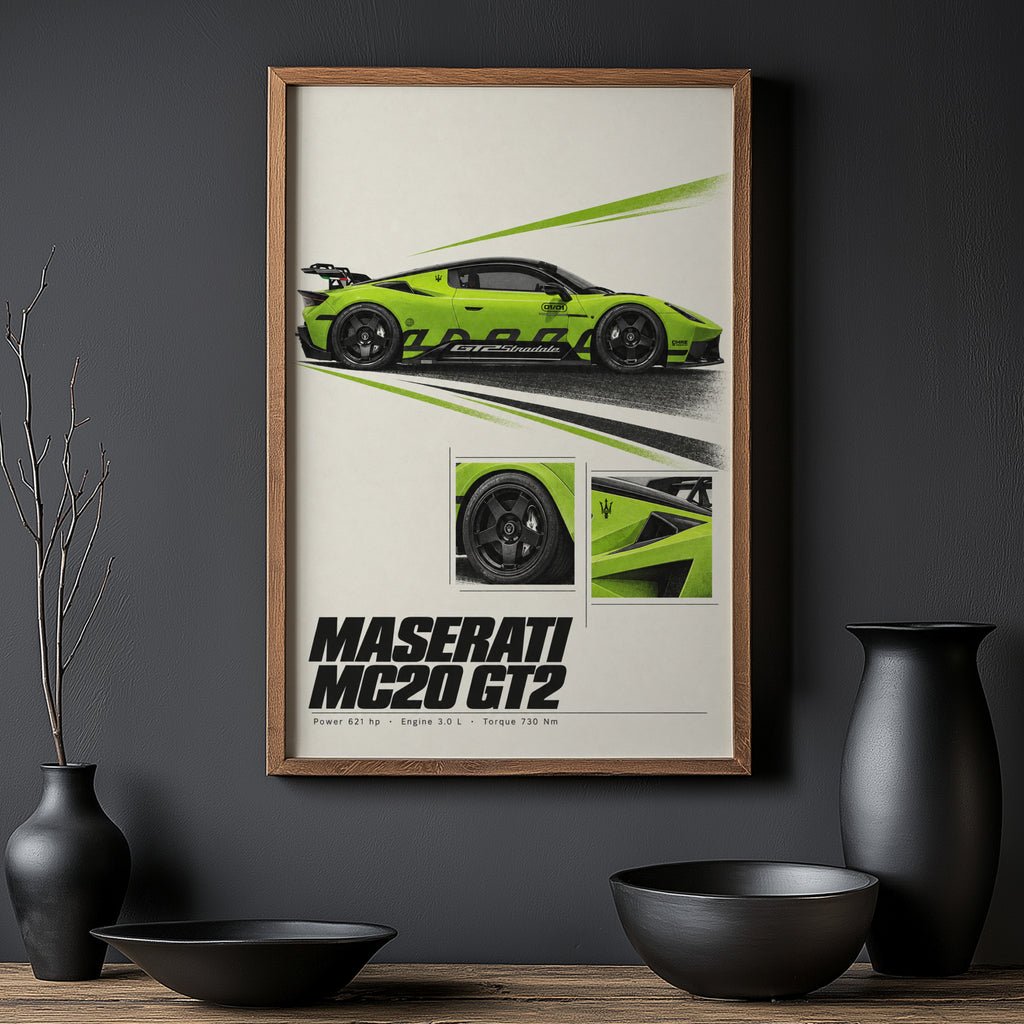 Vintage Maserati MC20 GT2 Print, Car Wall Art