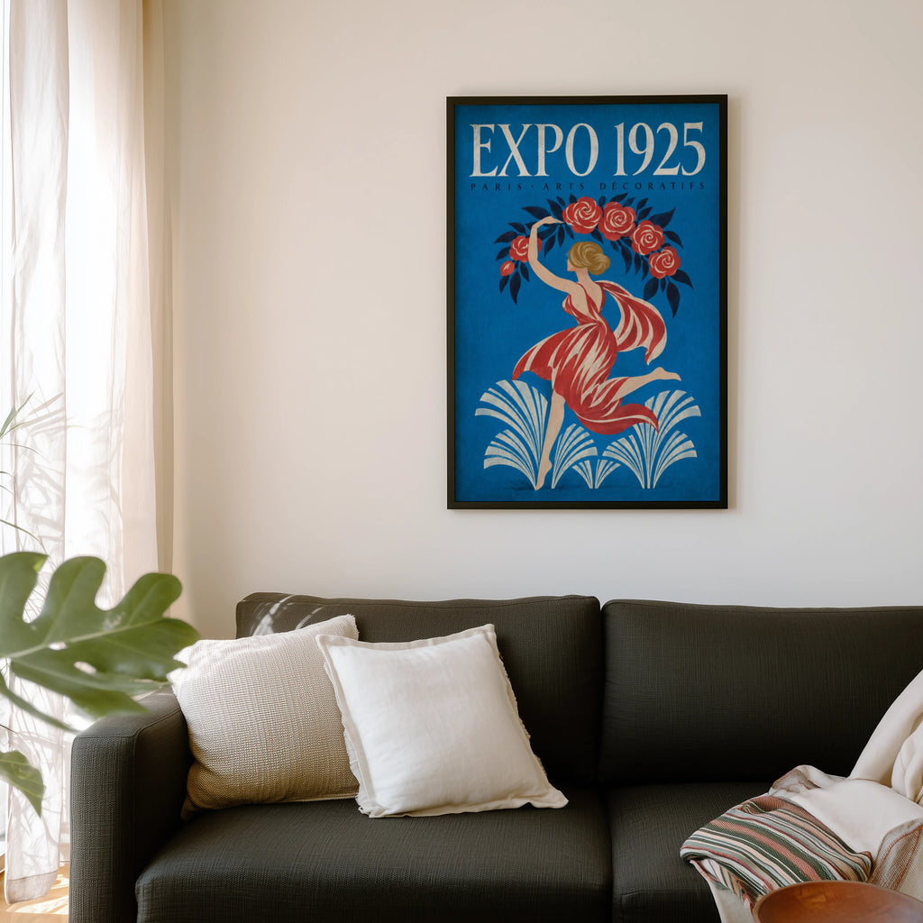 Vintage Paris Expo 1925 Poster, Art Deco Wall Art, Print