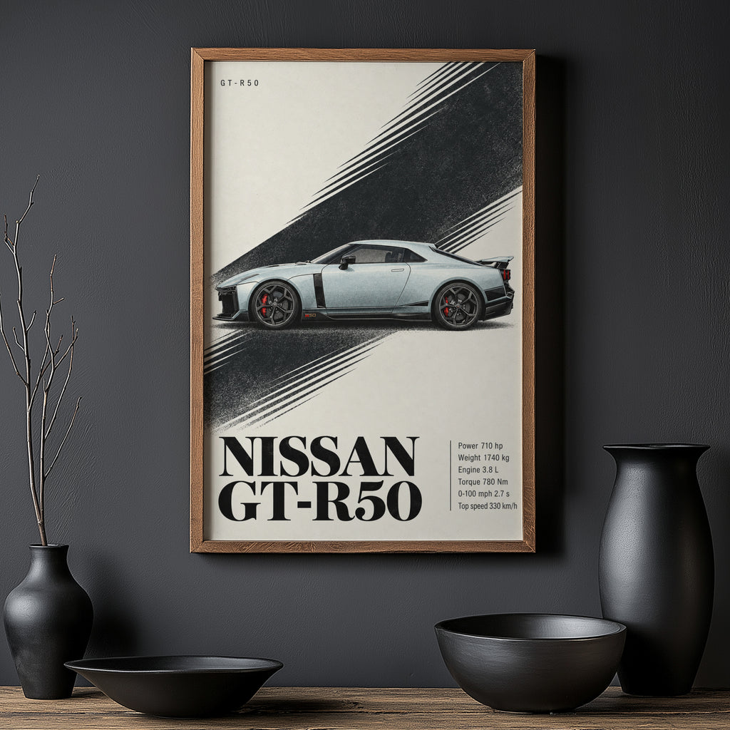 Vintage Nissan GT-R50 Print, Car Wall Art
