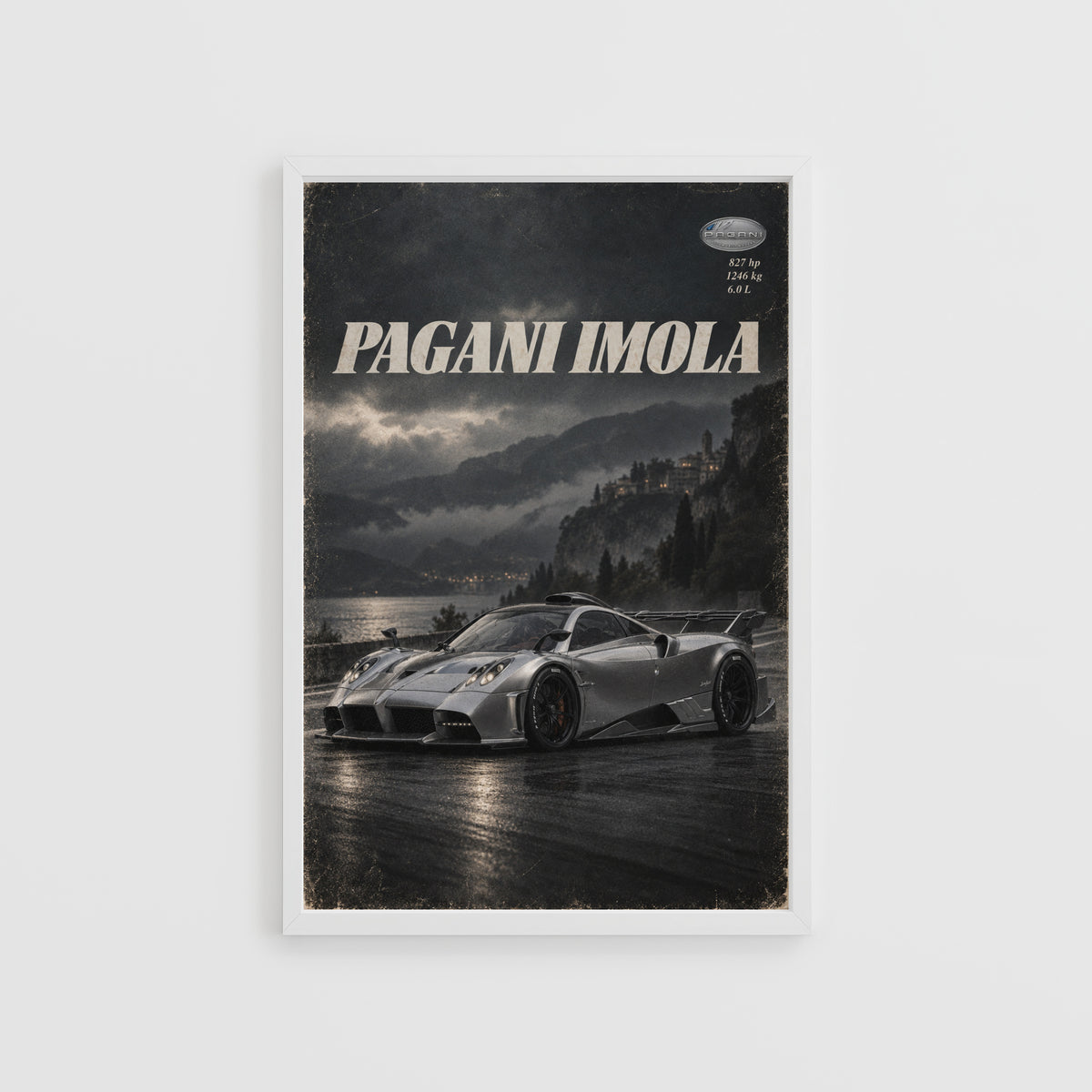 Vintage Pagani Imola Print, Hypercar Wall Art