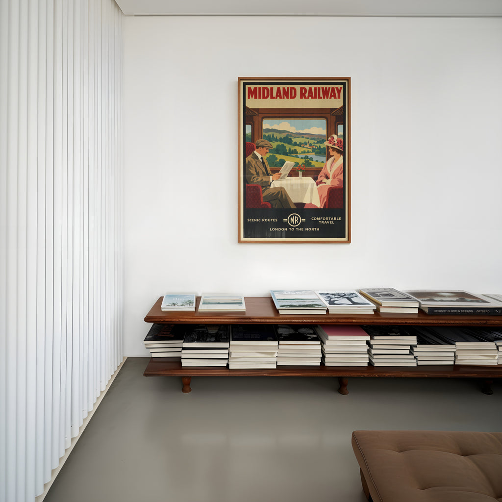 Vintage Midland Railway Print Poster, Train Wall Art