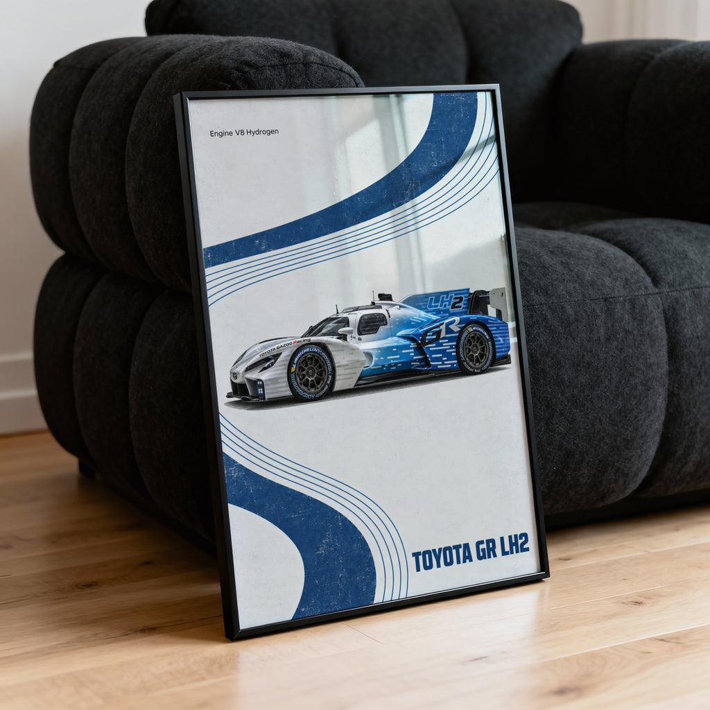 Vintage Toyota GR LH2 Print, Hydrogen Race Car Art