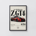Vintage Nissan Z GT4 Print, Race Car Wall Art