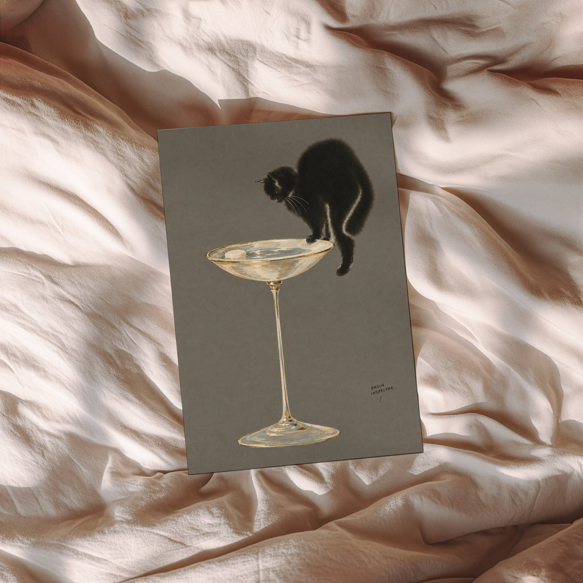 Vintage Black Cat Print and Poster, Bathroom Wall Art