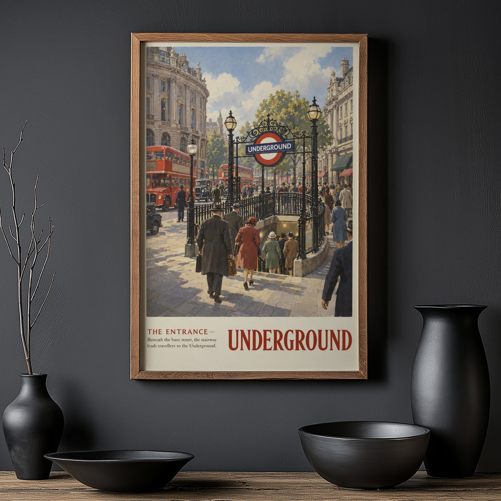 Vintage London Underground Poster, Street Wall Art Print
