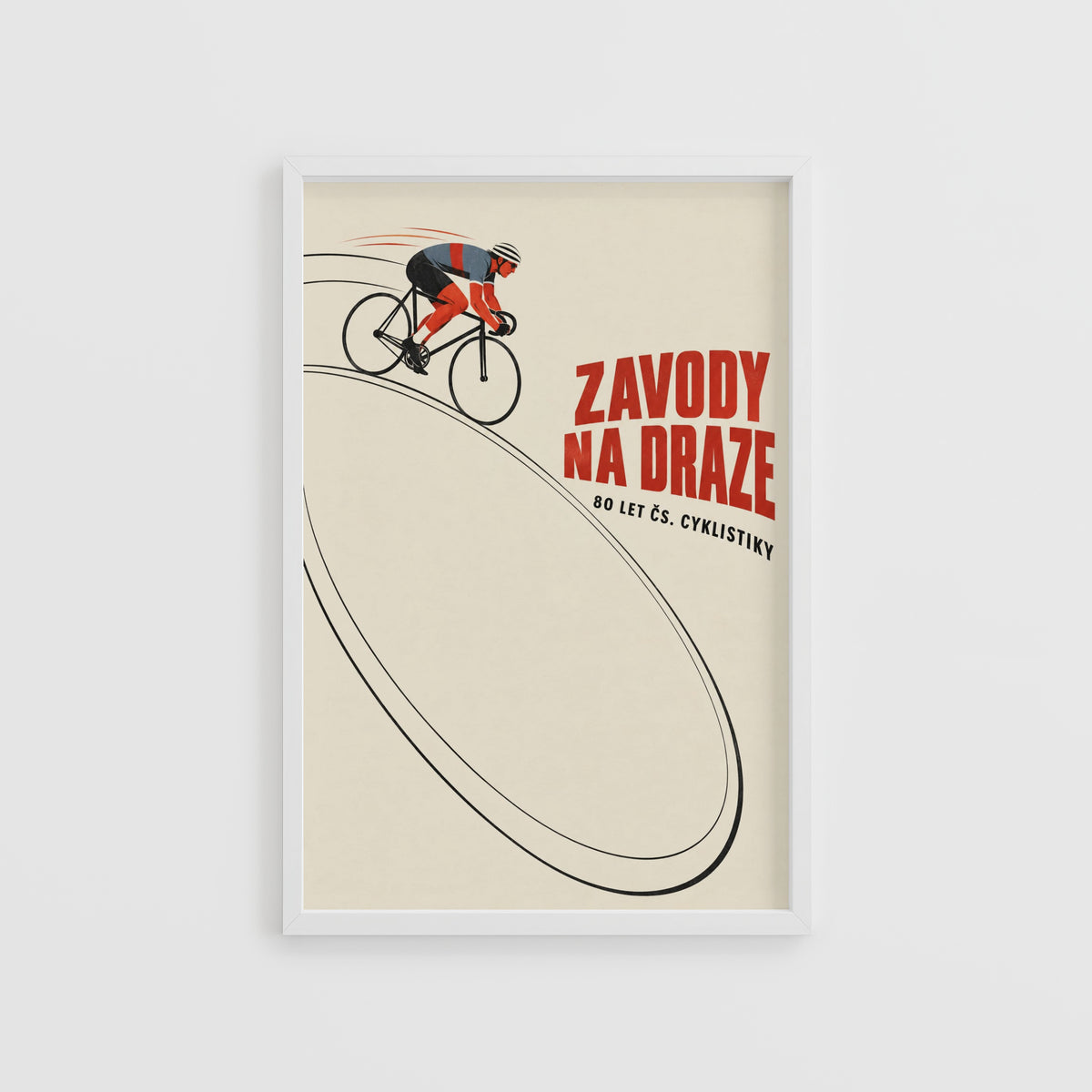 Vintage Track Cycling Poster, Czech Retro Wall Art Print