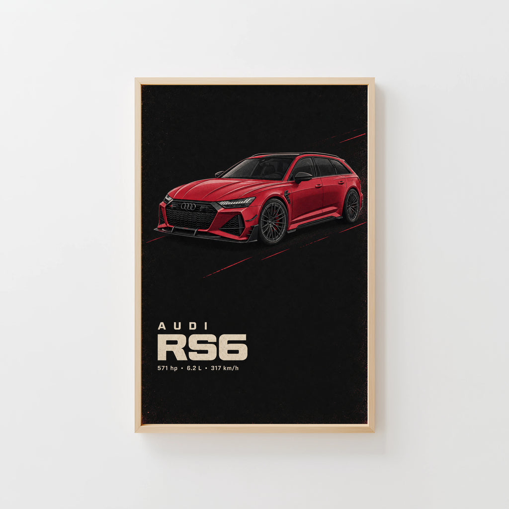 Vintage Audi RS6 Avant Print, Car Wall Art