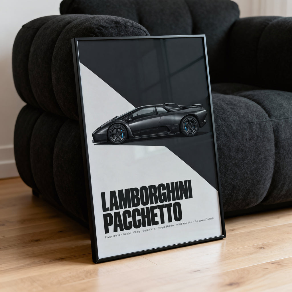 Vintage Lamborghini Print, Supercar Wall Art