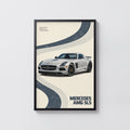 Vintage Mercedes AMG SLS Print, Supercar Wall Art