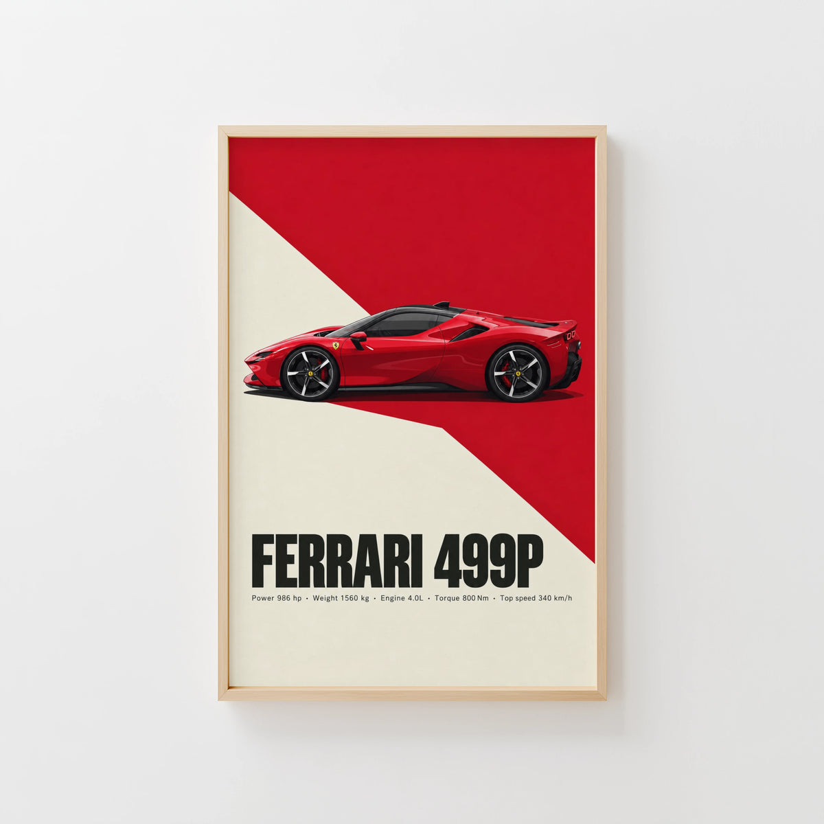 Vintage Ferrari 499P Print, Supercar Wall Art