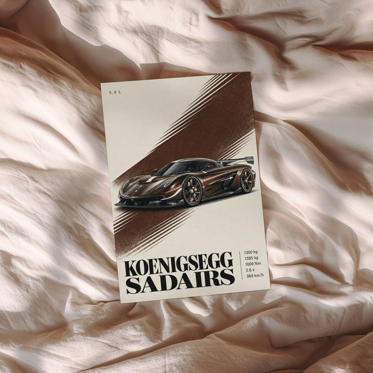 Vintage Koenigsegg Sadairs Print, Hypercar Wall Art