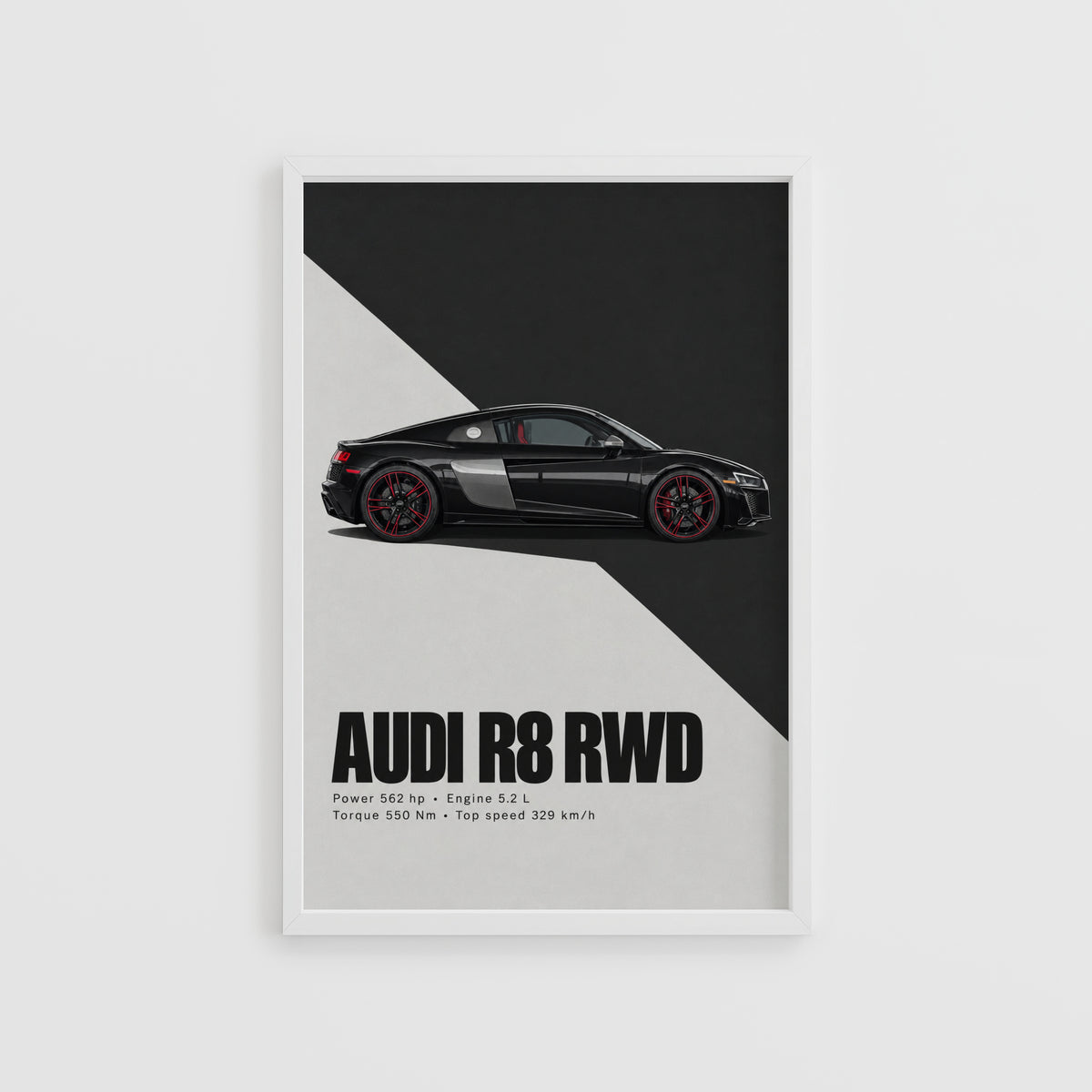 Vintage Audi R8 RWD Print, Supercar Poster, Wall Art