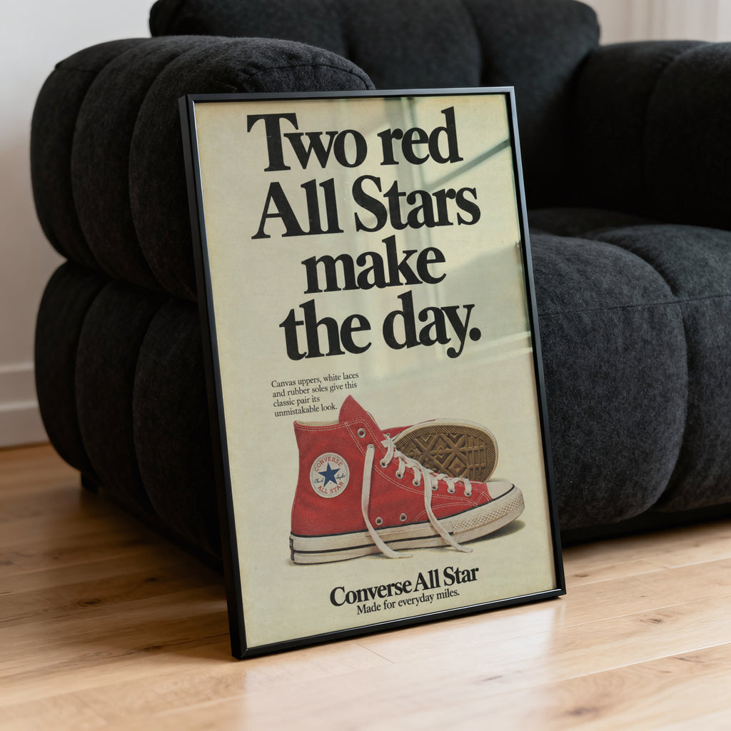 Vintage Red Sneaker Poster, Retro Advert Wall Art, Print