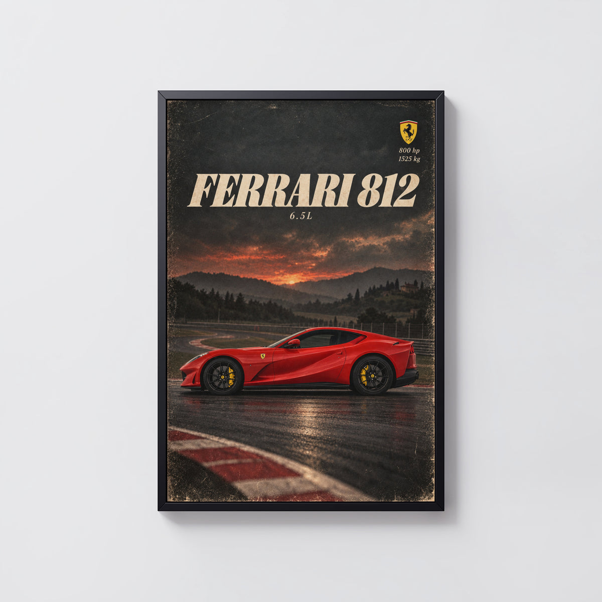 Vintage Ferrari 812 Print, Supercar Wall Art