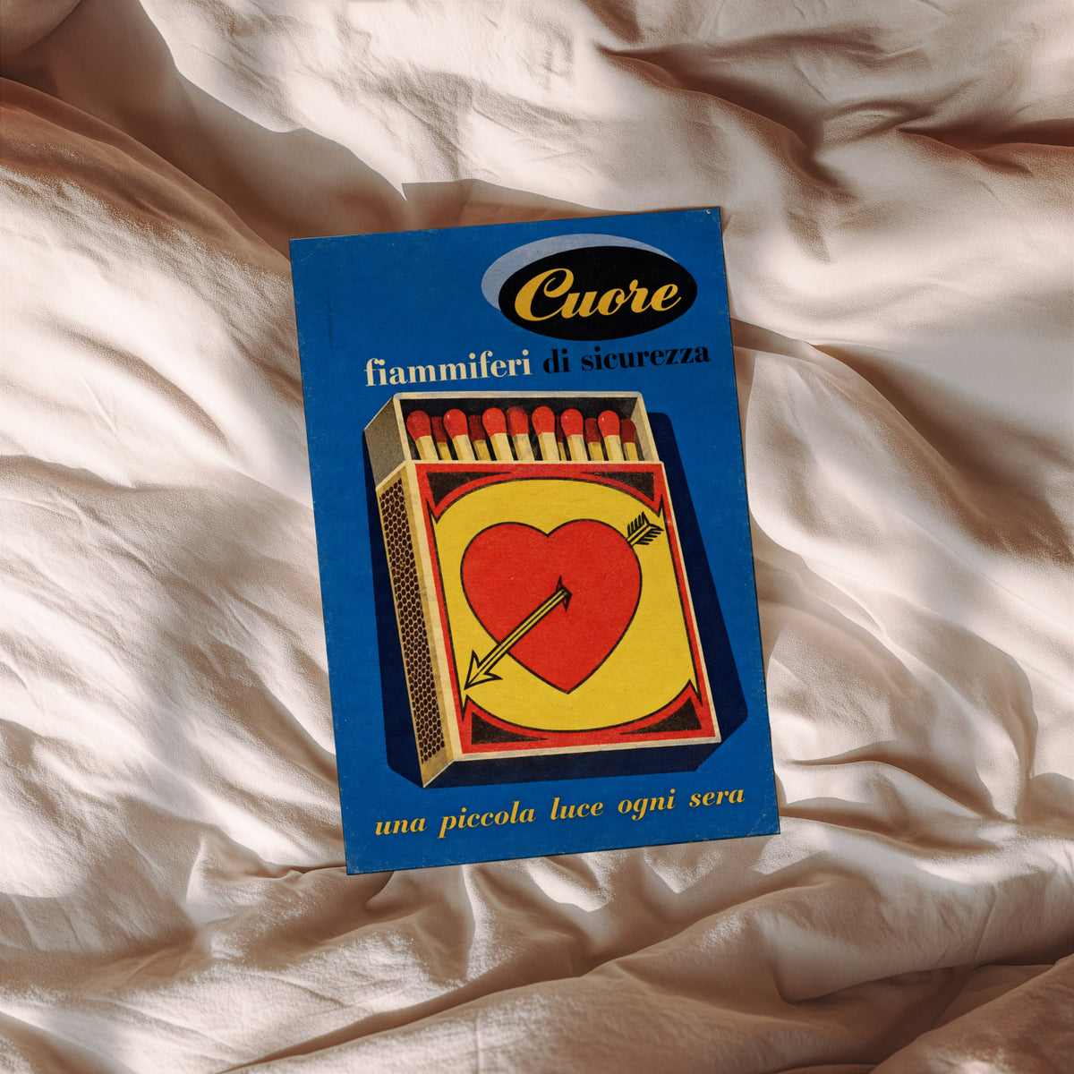 Vintage Matchbox Poster, Italian Heart Wall Art, Retro Print