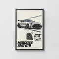 Vintage Mercedes AMG GT R Print, Car Wall Art