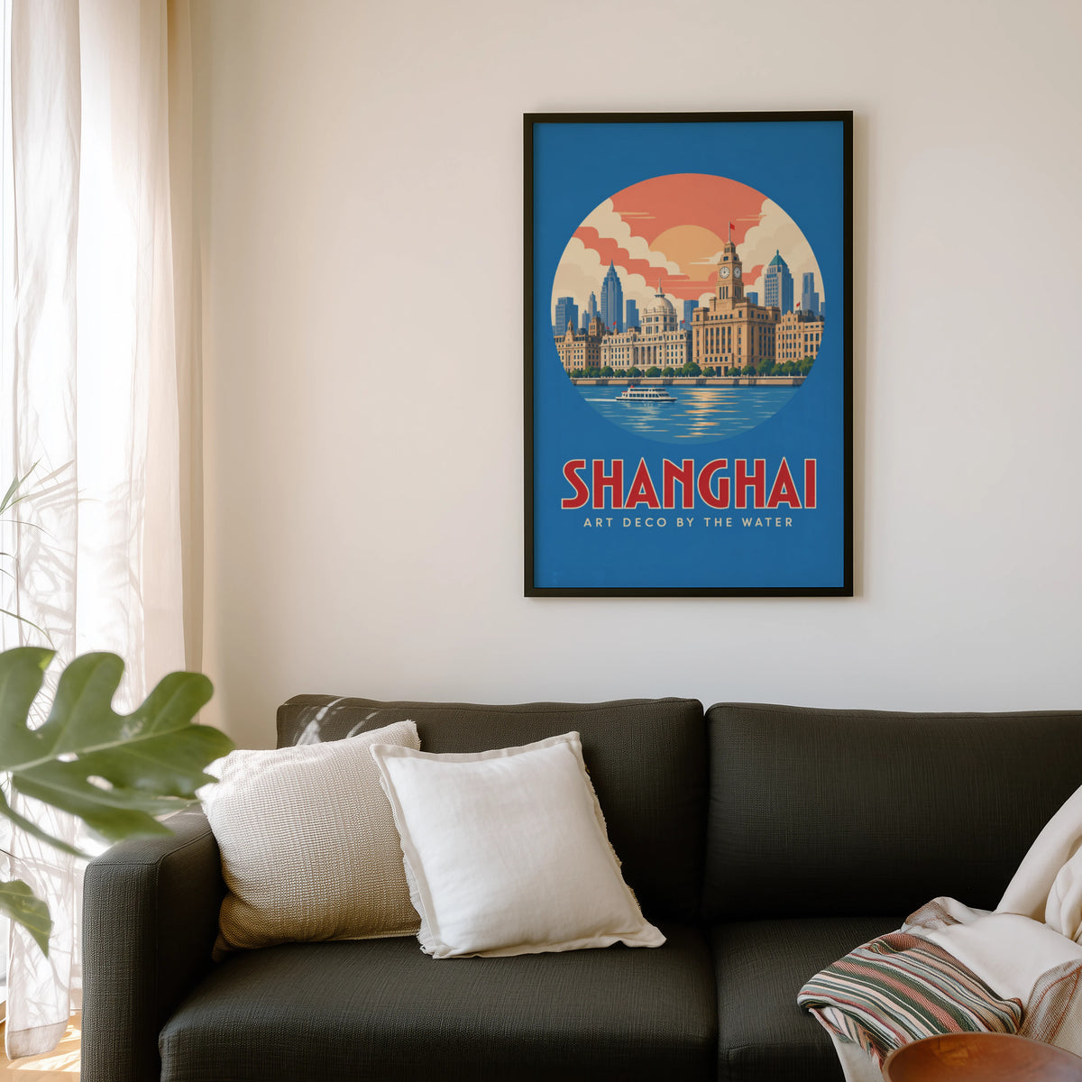 Vintage Shanghai Poster, Art Deco Bund Wall Art, Print