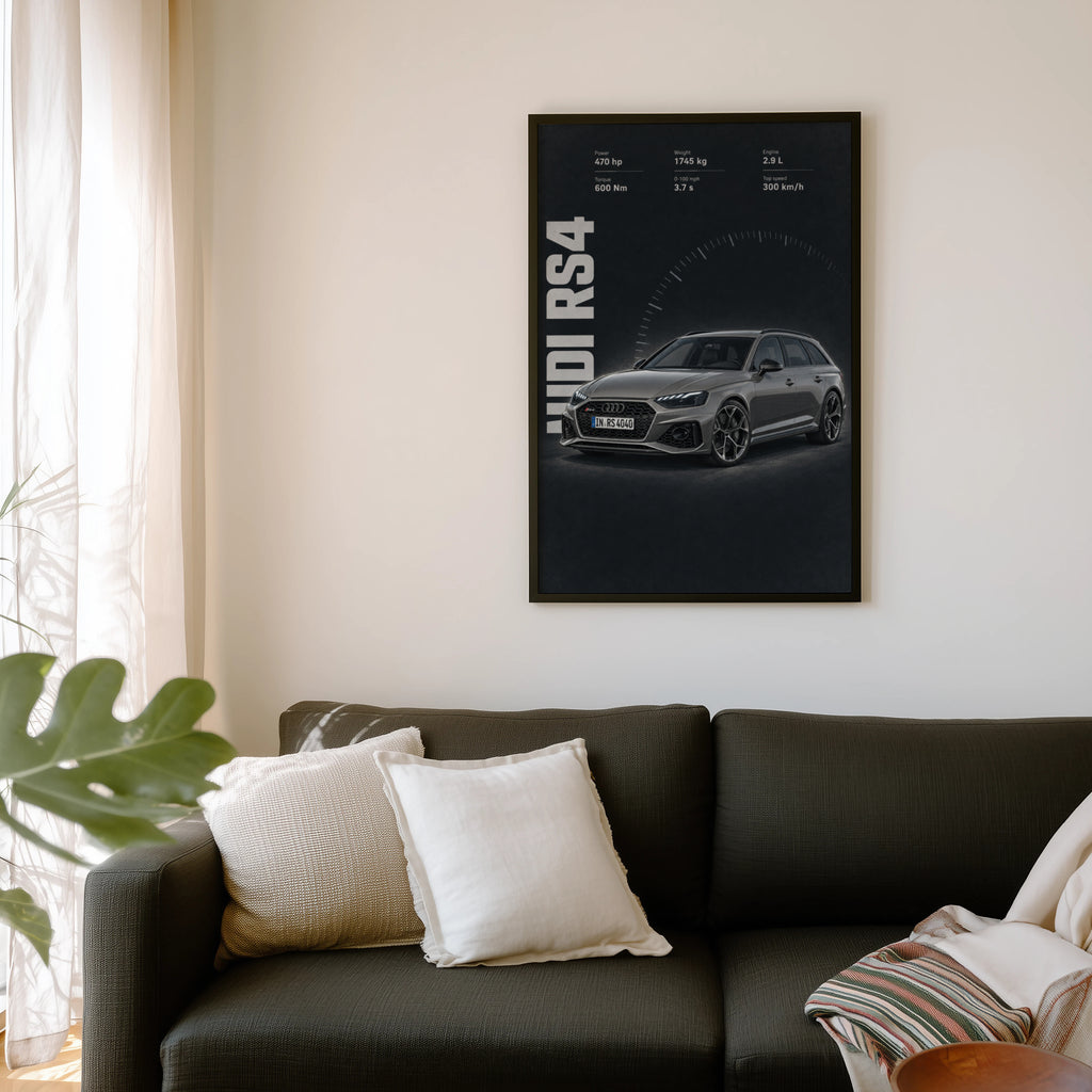 Vintage Audi RS4 Print, Performance Estate Wall Art