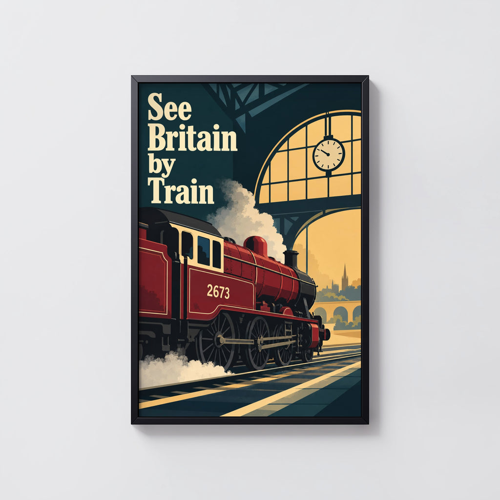 Vintage Steam Train Poster, British Railway Wall Art, Print