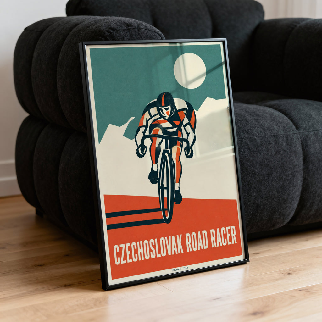 Vintage Cycling Poster, Road Racer Print, Wall Art