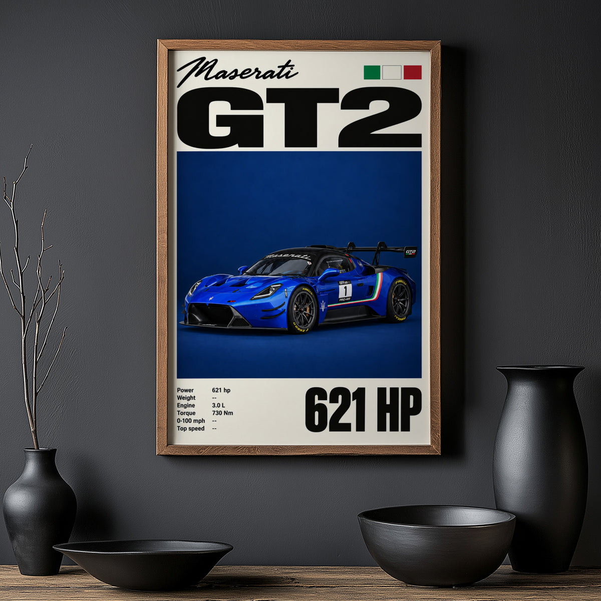 Vintage Maserati GT2 Print, Race Car Wall Art