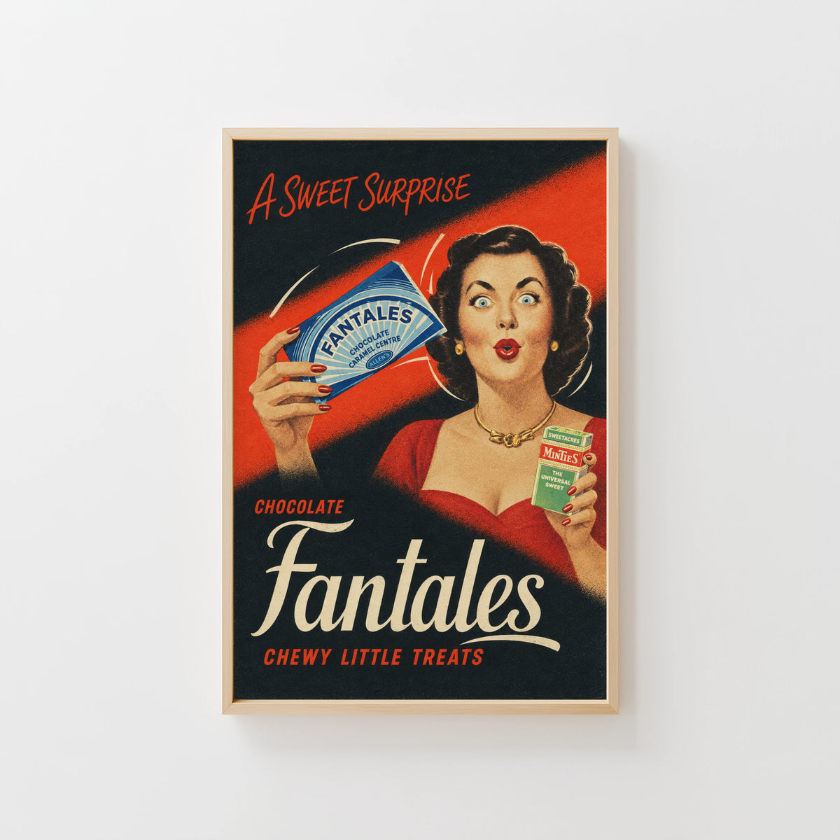 Vintage Fantales Sweets Poster, Retro Kitchen Wall Art Print