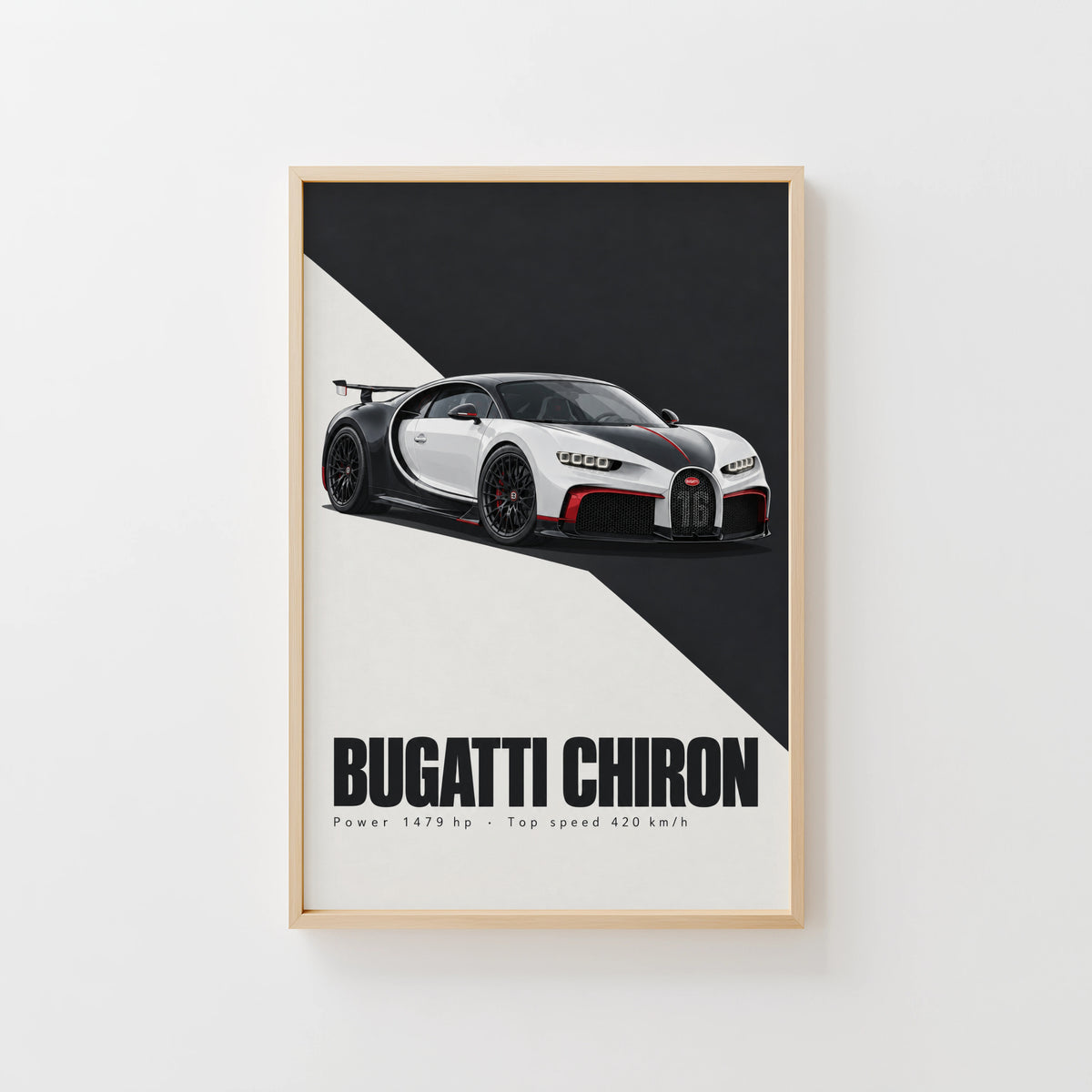 Vintage Bugatti Chiron Print, Supercar Wall Art